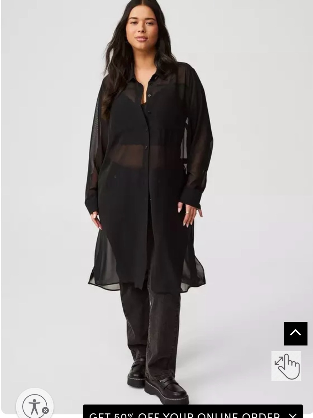 torrid Black Button-Front Tunic Shirt